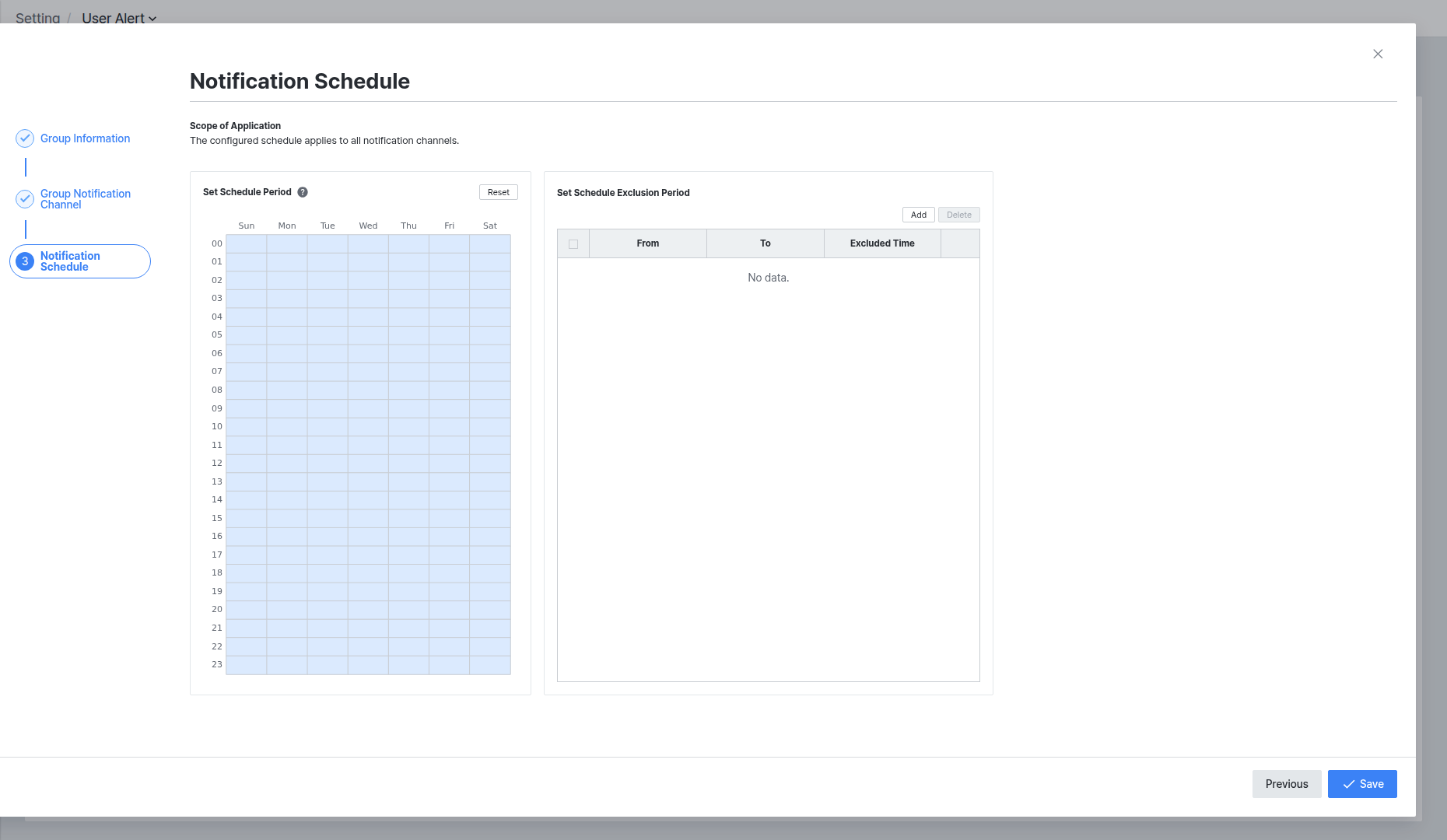 Notification Schedule
