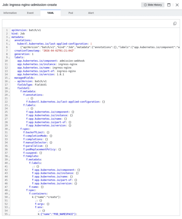 Job 상세 - YAML 탭