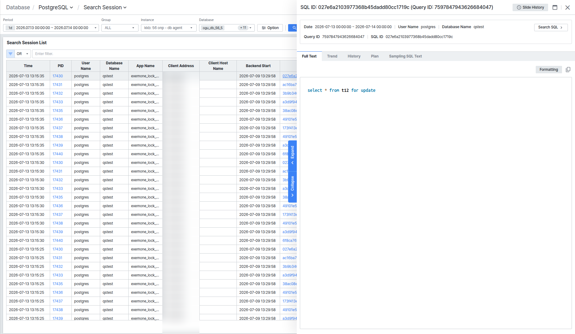SQL Detail 패널