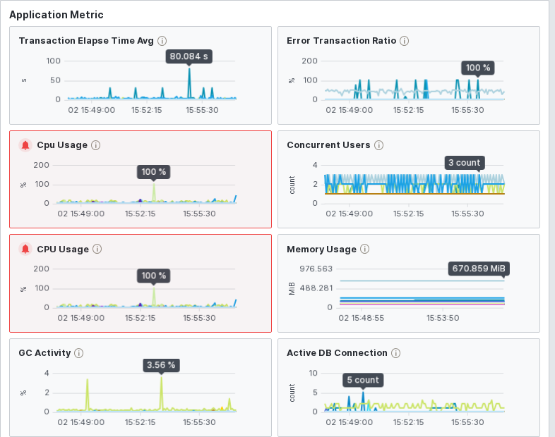 Application Metric 섹션