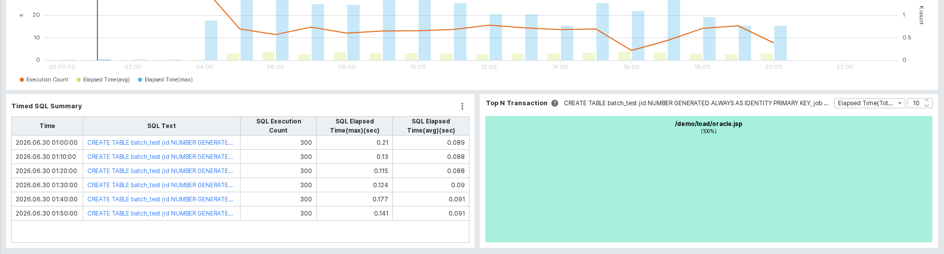 Timed SQL Summary 및 Top N Transaction