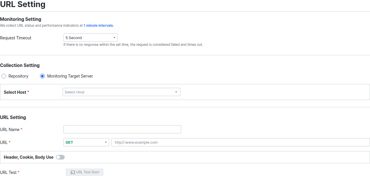 URL Setting - Monitoring Target Server 선택